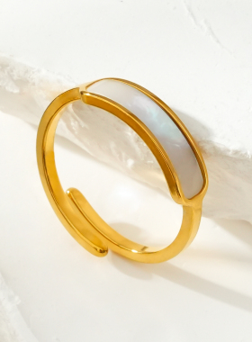 HACKNEY NINE英国伦敦轻奢简约优雅贝母法式18K镀金开口戒指