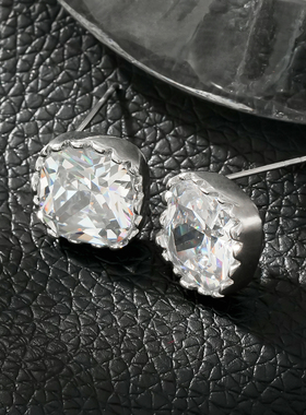 HACKNEY NINE英国伦敦轻奢饰品欧美镶嵌莫桑钻方钻耳钉18K镀金