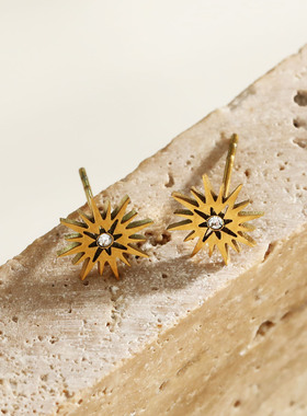 欧美轻奢优雅仙女烟花镶嵌钻耳钉18K镀金时尚气质独特抗过敏