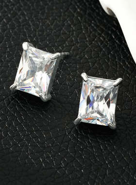 HACKNEY NINE英国伦敦轻奢饰品欧美简约镶钻方钻耳钉18K镀白金