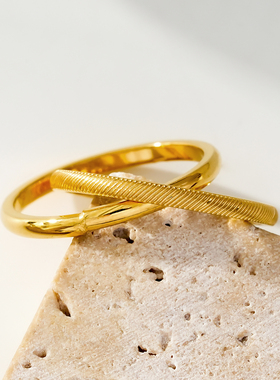 双环简约叠戴戒指18K镀金欧美