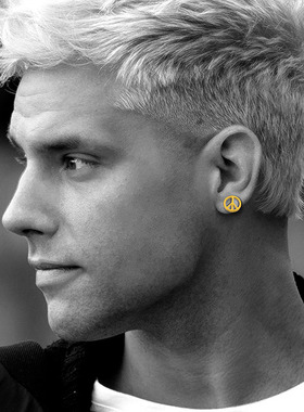 英国伦敦HACKNEY NINE欧美轻奢情侣和平符反战符耳钉18K镀金