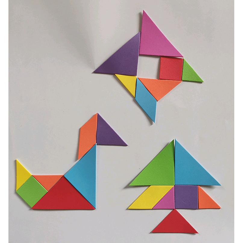 7组49个/套 七巧板粘贴画贴纸贴画拼图几何图形启蒙教具小学初中