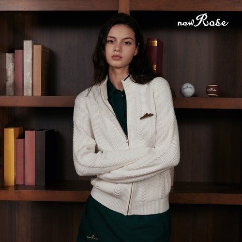 NowRose复古针织拉链开衫外套