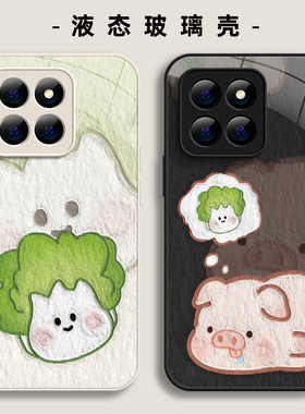 适用红米K80手机壳15ultra新款mix4猪和白菜10s液态civi3玻璃note14pro情侣小米17硬k70男12x女12spro至尊版6