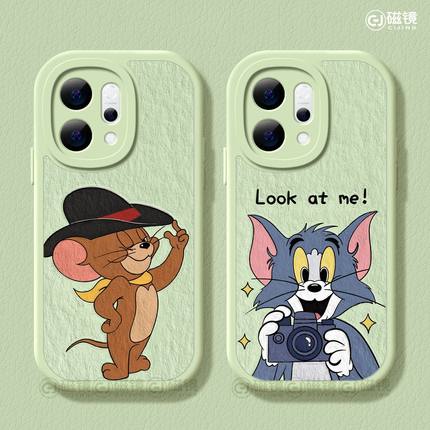 适用opporeno15手机壳女新款reno12pro+保护套14全包9pro硅胶8防摔reno7se小羊皮oppo软外壳6卡通3汤姆杰瑞10