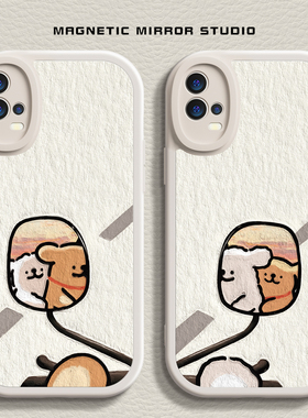 适用vivos19手机壳k11新款opporeno12骑车小狗iqooz9液态findx7硅胶一加ace情侣neo9软x100pro男12女80保护套