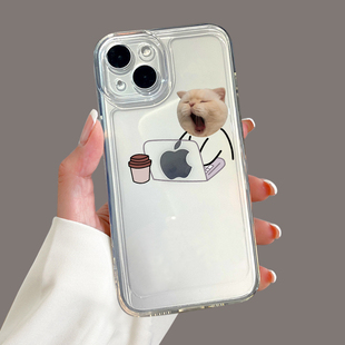 加班猫咪适用苹果17手机壳16的新款iphone14promax保护套14max透明硅胶12潮牌ipone男女por十四max防摔11软壳