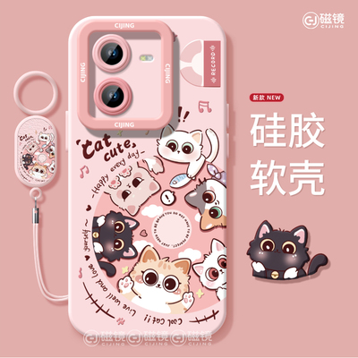 适用VIVOX200手机壳S30新款天使眼IQOOZ9可爱猫咪NEO10/8液态IQOO12硅胶70卡通60软pro男mini女plus加+保护套