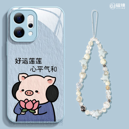 适用opporeno14手机壳女新款reno12pro+保护套13全包9pro硅胶8防摔reno7se玻璃oppo硬外壳壳6创意小猪5卡通10