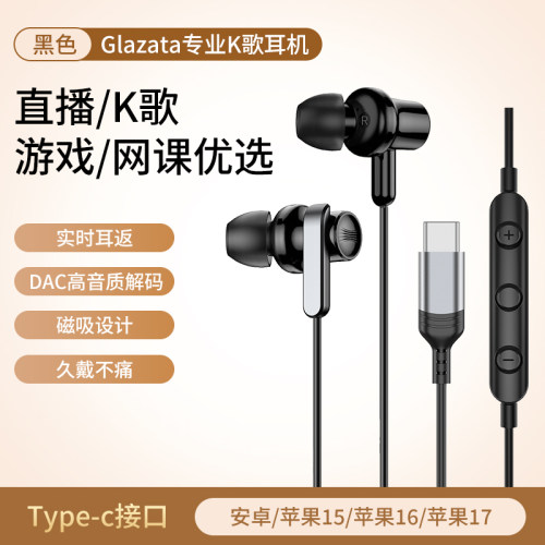 有线耳机入耳式Type-C接口高音质全民K歌耳反直播唱歌