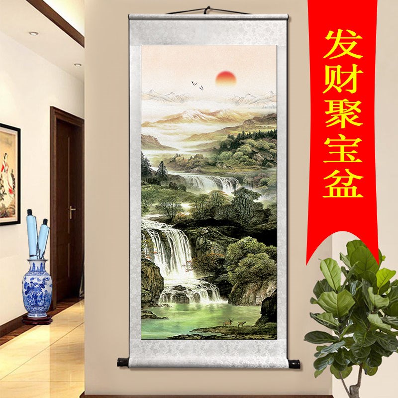 客厅装饰画风水画国画字画玄关装饰画靠山招财镇宅挂画客厅装饰画