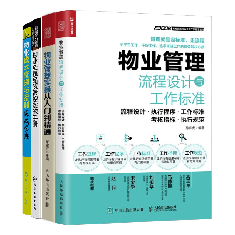 【物业管理管控4册】物业管理流程设计与工作标准+物业管理实操从入门到精通+物业全程品质管控实施手册+成本管理.....