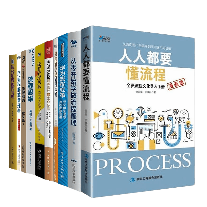 企业流程管理提升10本套:人人都要懂流程+从零开始学做流程管理+华为流程变革:责权利梳理与流程体系建设+跟我们学建流程体系+