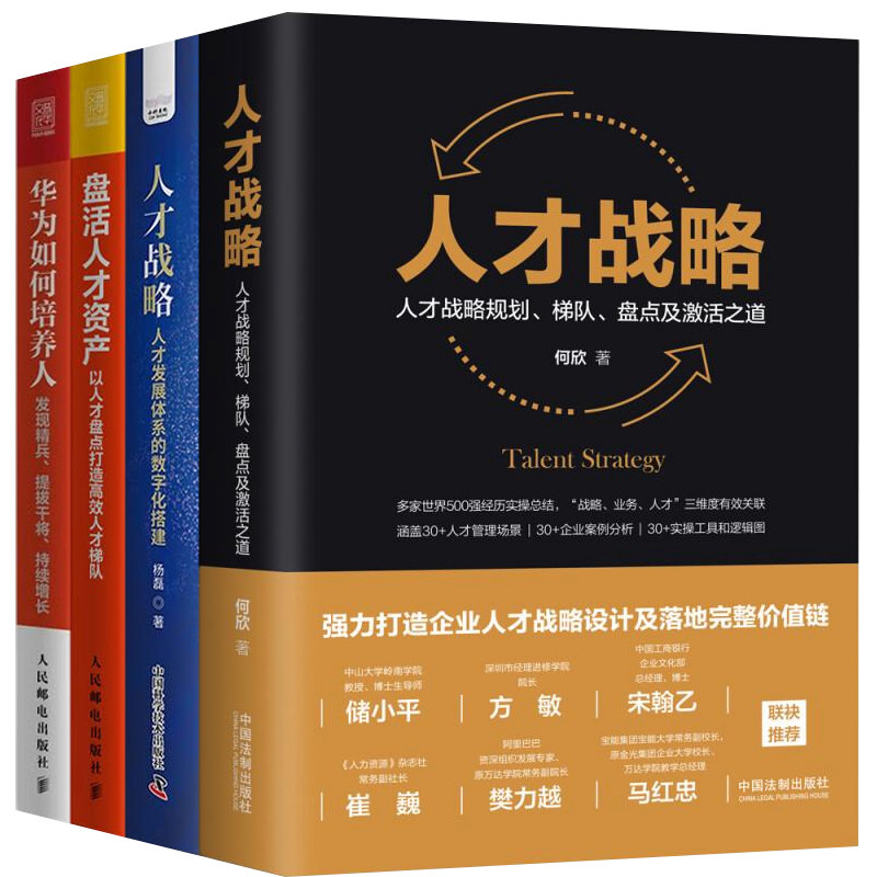 人才战略设计及落地4本套：人才战略：人才战略规划、梯队、盘点及激活之道+人才战略+盘活人才资产+华为如何培养人