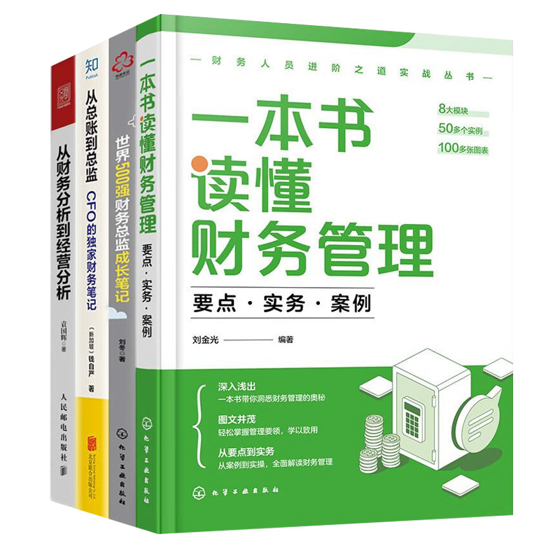 财务进阶与成长4本：一本书读懂财务管理：要点·实务·案例+世界500强财务总监成长笔记+从总账到总监+从财务分析到经营分析