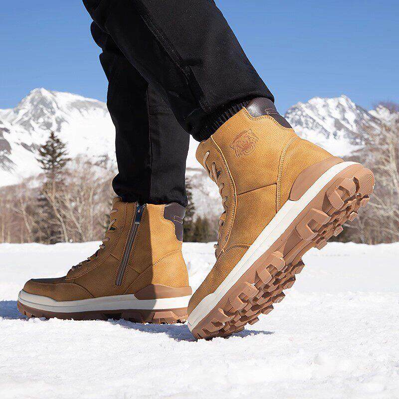 德国东北雪地靴男皮毛一体男鞋冬季加厚保暖高帮防水真皮羊毛大码