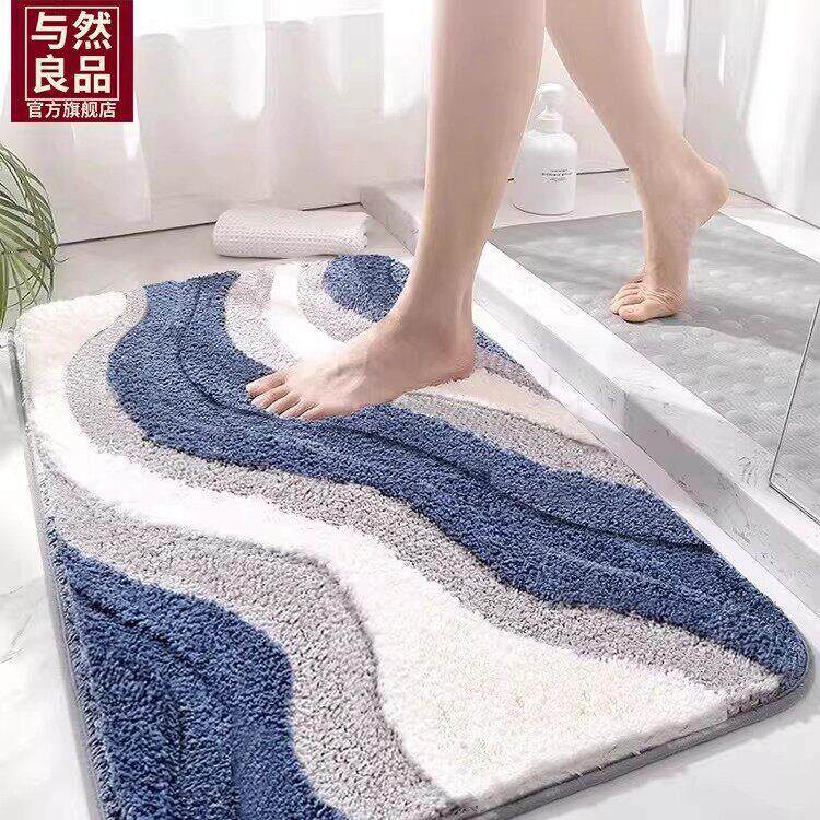 日本浴室门口吸水脚垫卫生间植绒地垫厕所防滑地毯卫浴洗手间垫子