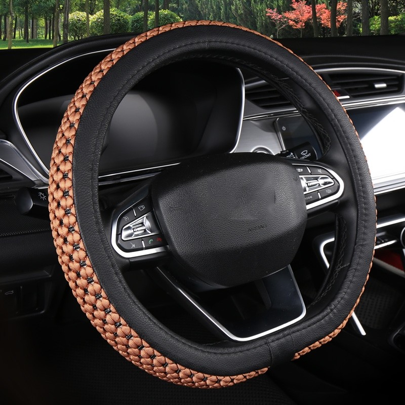 电动汽车四季皮革方向盘套老年代步车丽驰比德文M6M7m5把套