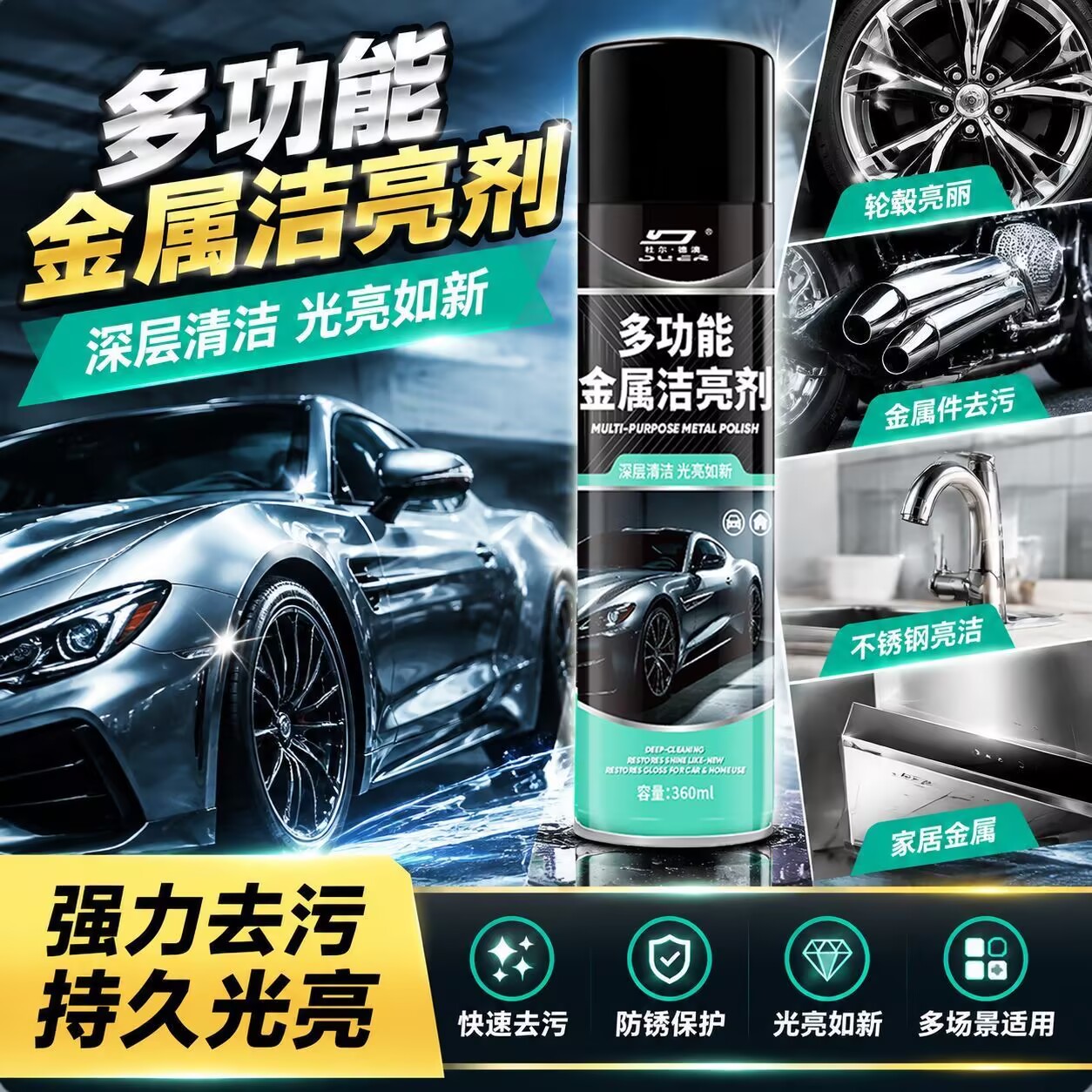 多功能金属洁亮剂汽车轮
