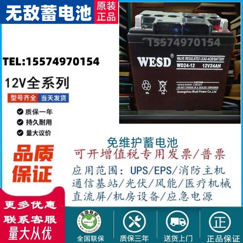 WESD无敌蓄电池12V7AH17AH20AH24AH38AH50AH65AH100AH120AH200AH