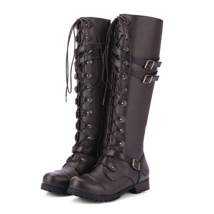 35-43 plus-size lady rivet rider boots女士长筒秋冬骑士靴