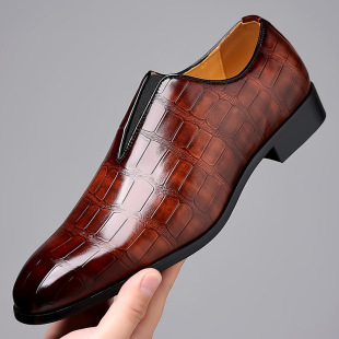 Pattern Leather Plus Size Business Stone Shoes Men Dress