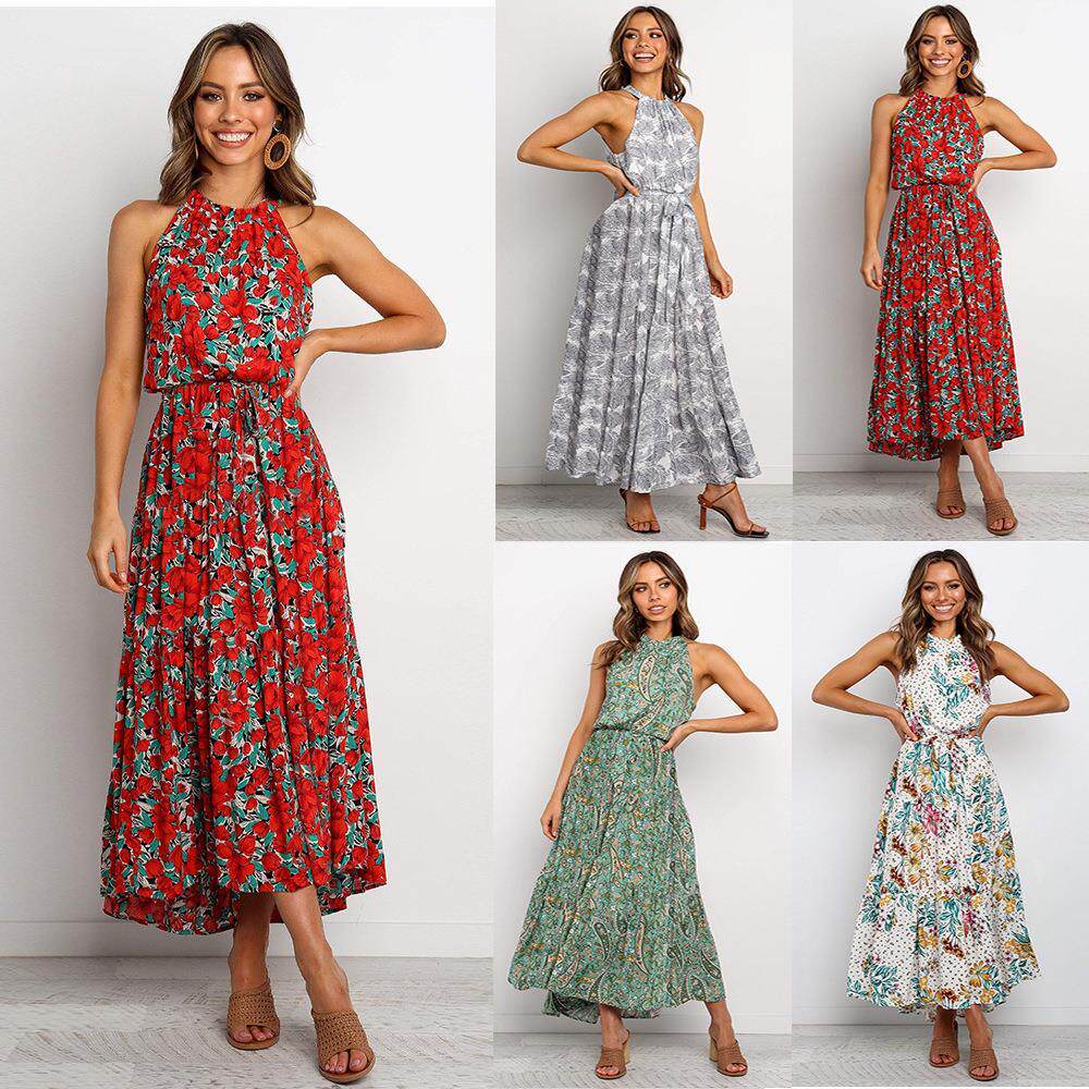 Summer Vacation Maxi Dress Women Halter Strapless Sundress