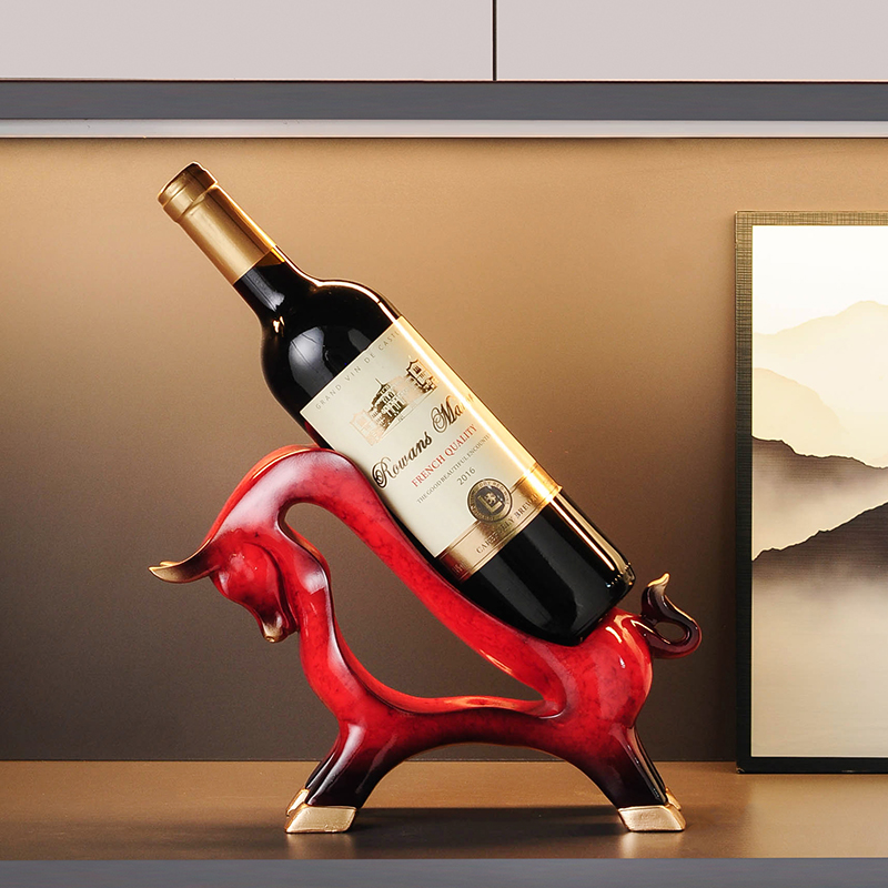 新中式牛气冲天摆件红酒架轻奢高档客厅家用创意斜放酒柜牛装饰品
