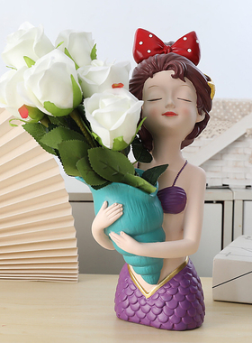 网红轻奢捧花女孩花瓶客厅餐桌