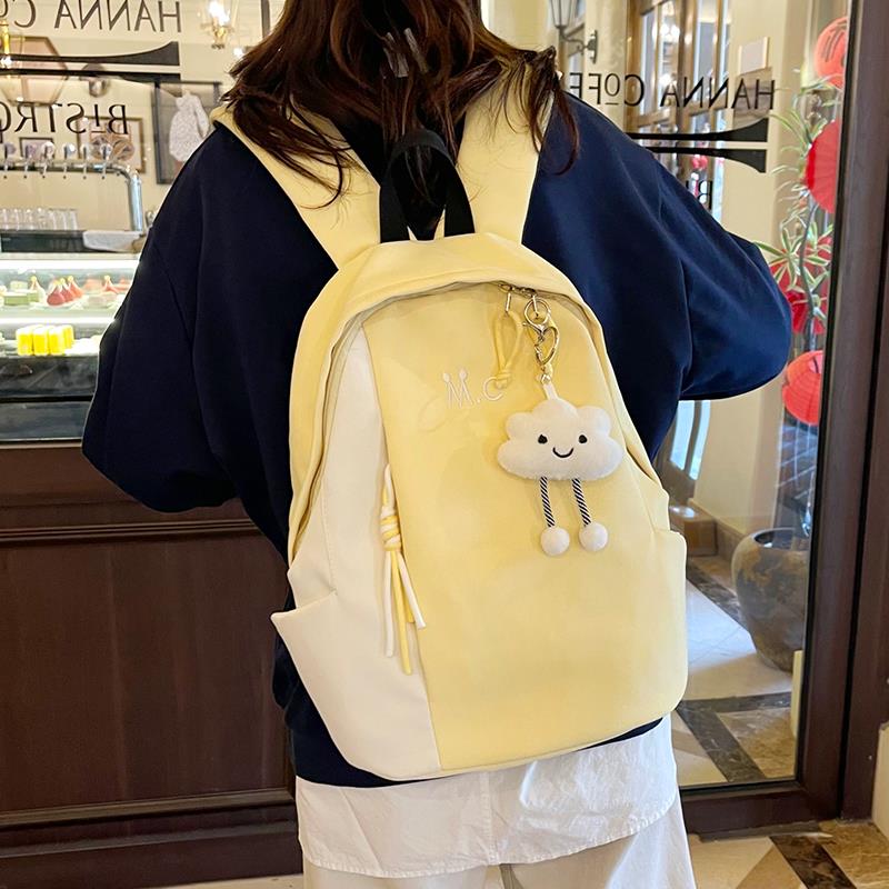 简约书包女撞色高颜值百搭双肩包