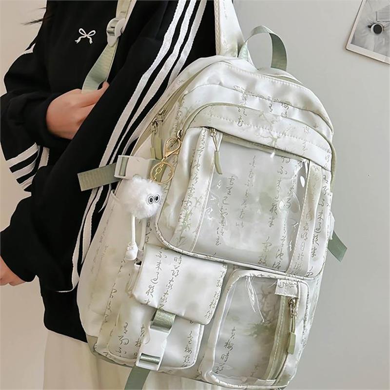 新中式国风书包女大容量痛包双肩包初中女生高中学生休闲电脑背包