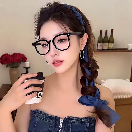 高颅顶飘带发箍带齿女夏日清凉神器牛仔丝带编发发箍发夹少女发饰