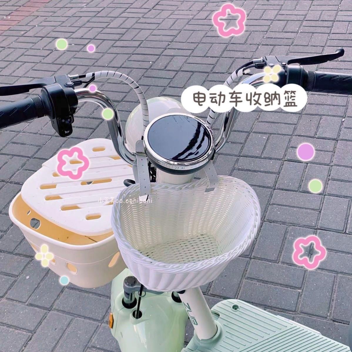 宠物车筐狗狗猫咪外出电动车前置车篮儿童自行车车篓前置款藤编篮