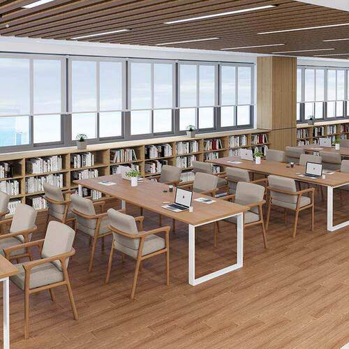 定制办公会议书桌学校图书馆阅览室阅读桌子实木书架书桌椅组合
