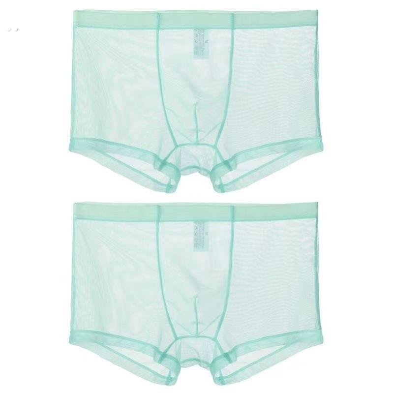 夏季男士内裤男平角裤冰丝性感超薄透明内裤男全透气网纱青年潮流