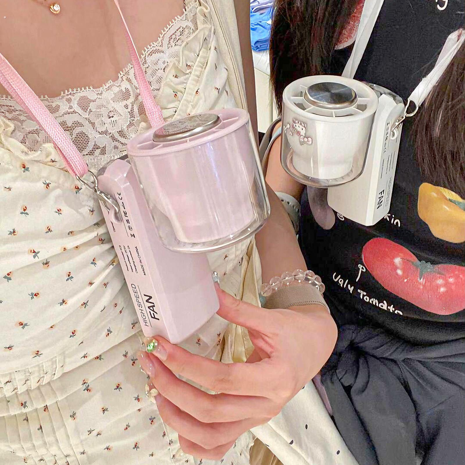 挂脖风扇手持小型静音制冷小电风扇超长续航大风力数显照明一体灯