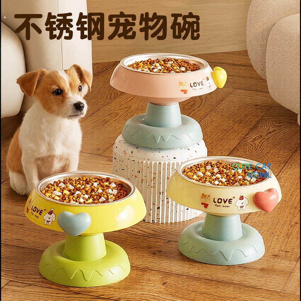 小狗碗幼犬不锈钢可爱护颈加高底座防打翻猫狗水碗防打翻狗形食碗