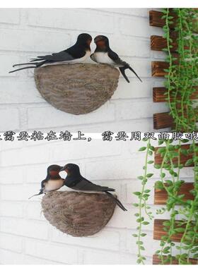 墙壁装饰挂件彷真燕子春季装饰品 家居装饰 彷真小鸟燕窝燕巢鸟窝