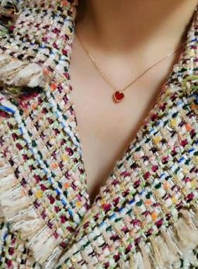 【圣诞礼遇】法式经典红色爱心项链轻奢锁骨链