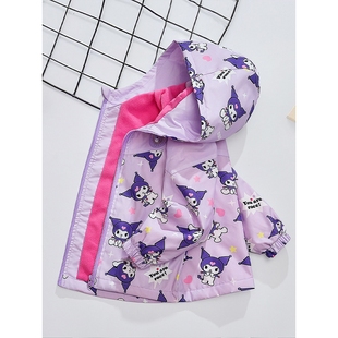 日本品质女童外套冲锋衣休闲一体绒2026新款秋装闪灯加绒春秋儿童