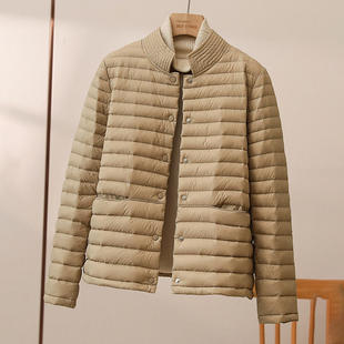 新款 秋冬白鸭绒小个子时尚立领轻薄短款羽绒服女修身外套潮