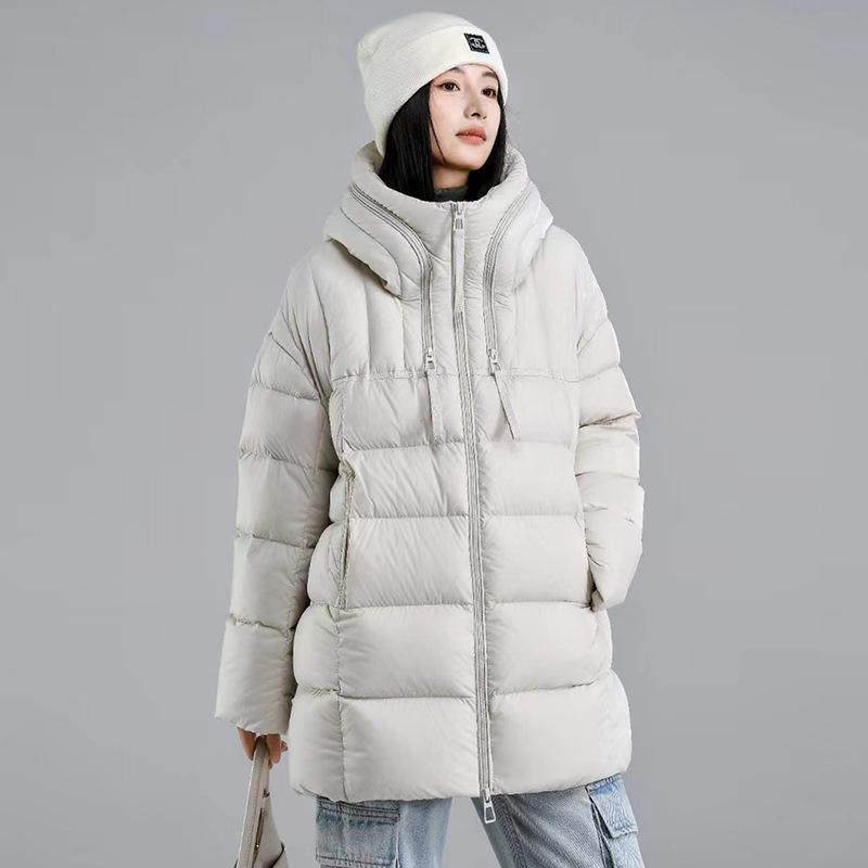 新款秋冬羽绒服女中长款连帽加厚鸭绒高端流行爆款韩版外套潮