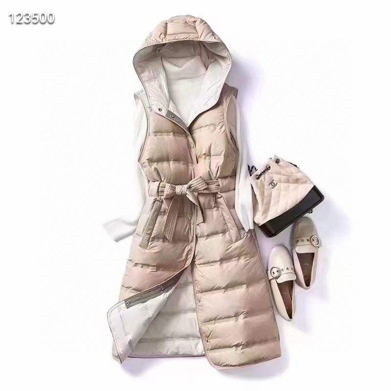 新款秋冬羽绒服马甲女中长款过膝韩版收腰连帽背心马夹外套潮