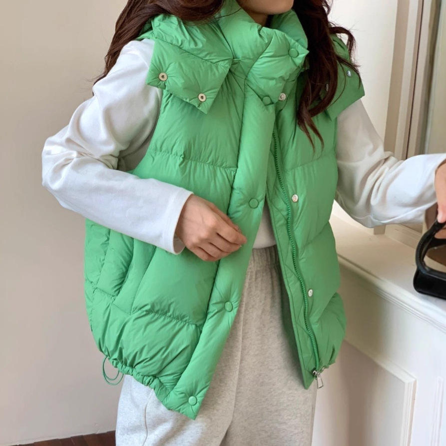 新款2025秋冬韩版可拆卸帽羽绒服女马夹短款休闲背心90白鸭绒外套
