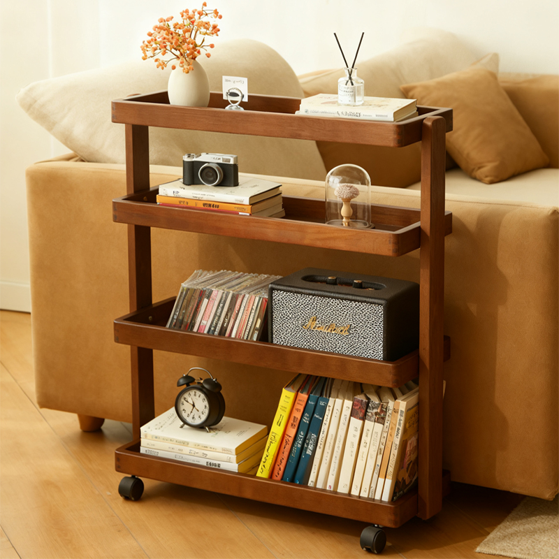 全实木置物架落地书架多层收纳架