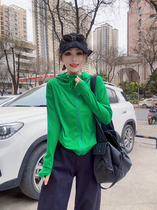 网红同款夏季冰爽连帽抽绳防晒衣女2025新款高弹户外透气轻薄开衫