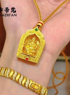 金店同款沙金黄财神嘎乌盒吊坠可打开挂件新中式国潮风香囊毛衣链