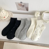 MlU风春夏薄款 韩版 波点纯色短袜堆堆袜女针织简约通勤甜妹芭蕾风