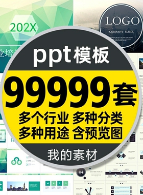 PPT模板动态简约商务汇报工作总结教学说课答辩模版制作通用素材